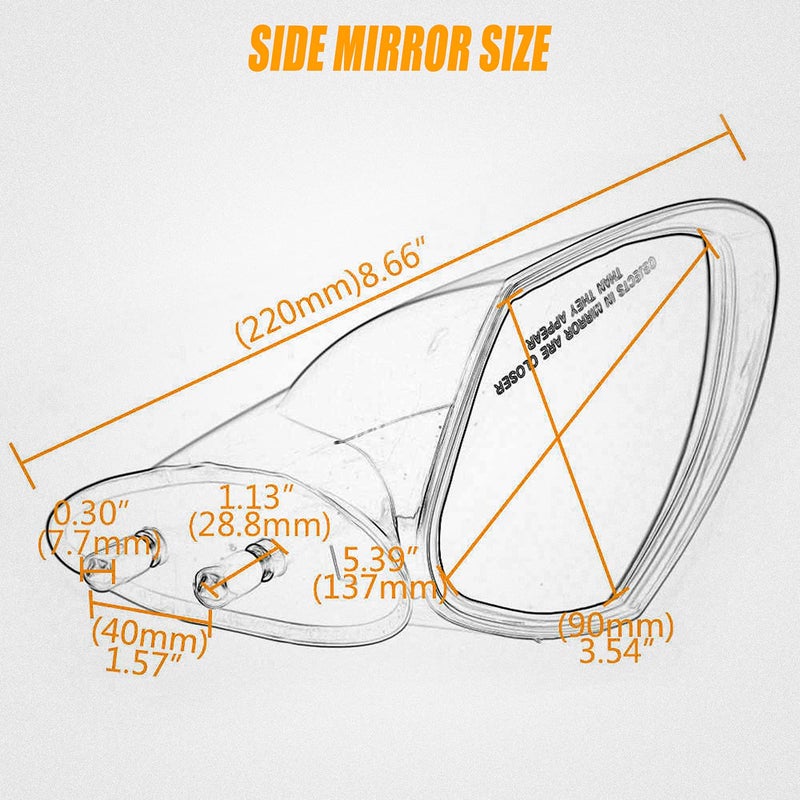 RANSOTO (Pair) Side Mirror Compatible with Yamaha WaveRunner VX110 VX Deluxe, VX Sport, VX Cruiser 2005-2009, Jet Ski Rear View Mirror Set Replacement, Driver & Passenger Side (Left & Right) - Image 2